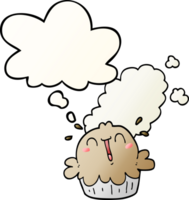 cute cartoon pie with thought bubble in smooth gradient style png