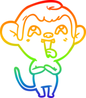 rainbow gradient line drawing of a crazy cartoon monkey png