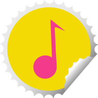 circular peeling sticker cartoon of a musical note png