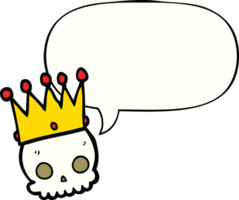 dessin animé crâne avec couronne avec discours bulle png