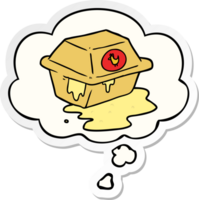 cartoon take out with thought bubble as a printed sticker png