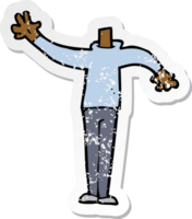 retro distressed sticker of a cartoon male gesturing body png