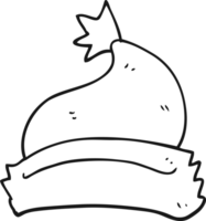 hand drawn black and white cartoon christmas hat png