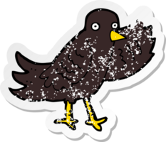 retro distressed sticker of a cartoon waving bird png