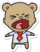 sticker of a angry cartoon bear png