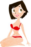 cartoon pretty woman in underwear png