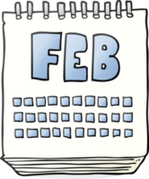 mano disegnato cartone animato calendario mostrando mese di febbraio png