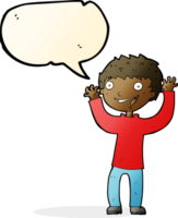 cartoon excited boy with speech bubble png