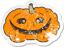 retro distressed sticker of a cartoon pumpkin png