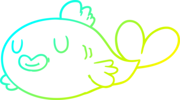 cold gradient line drawing of a happy cartoon fish png