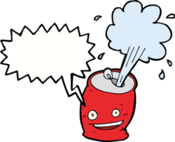 cartoon fizzing soda can with speech bubble png