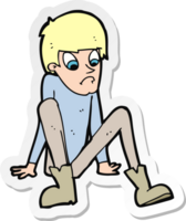 sticker of a cartoon boy sitting on floor png