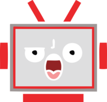 flat color retro cartoon of a robot head png