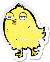 retro noodlijdende sticker van een grappige cartoonvogel png