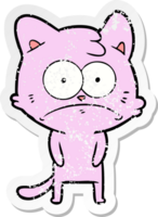 verontruste sticker van een cartoon nerveuze kat png
