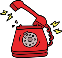 cartoon doodle old rotary dial telephone png