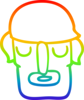 rainbow gradient line drawing of a cartoon male face png