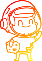 warm gradient line drawing of a happy cartoon astronaut man png