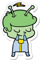 sticker of a self conscious cartoon spaceman png