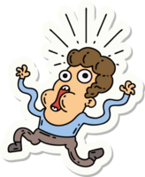 sticker of a tattoo style frightened man png