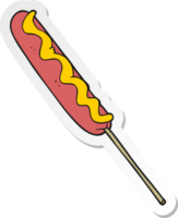 sticker of a cartoon hotdog on a stick png