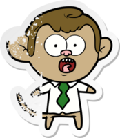 distressed sticker of a cartoon business monkey png