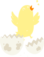 oiseau de dessin animé de style couleur plat éclosion d'oeuf png