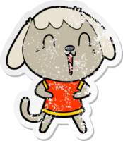 distressed sticker of a cute cartoon dog png