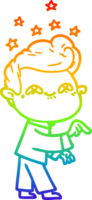 arco iris degradado línea dibujo de un dibujos animados emocionado hombre png