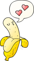 cartoon banana in love with speech bubble in smooth gradient style png