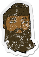 retro distressed sticker of a cartoon bearded man png