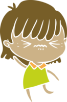 annoyed flat color style cartoon girl png