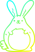 cold gradient line drawing of a cartoon rabbit png