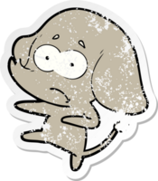 distressed sticker of a cartoon unsure elephant png