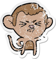 autocollant en détresse d'un singe agacé de dessin animé png