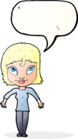 cartoon girl shrugging shoulders with speech bubble png