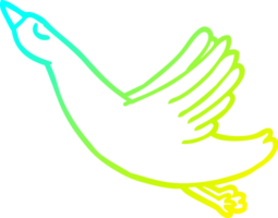 cold gradient line drawing of a cartoon flying duck png