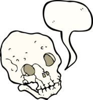 cartone animato spaventoso cranio con discorso bolla png