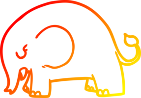 warm gradient line drawing of a cute cartoon elephant png