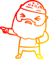 warm gradient line drawing of a cartoon man with beard png