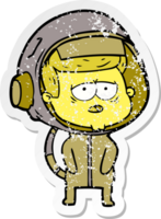 vinheta angustiada de um astronauta cansado de desenho animado png