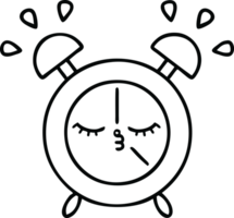 line drawing cartoon of a alarm clock png