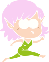 flat color style cartoon elf girl running png