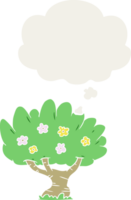 dibujos animados árbol con pensamiento burbuja en retro estilo png