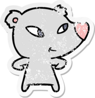 vinheta angustiada de um urso de desenho animado fofo png