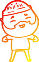 warm gradient line drawing of a cartoon happy bearded man png