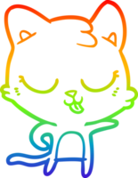 rainbow gradient line drawing of a cartoon cat png