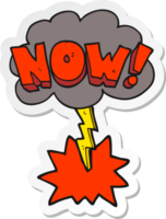 sticker of a cartoon now symbol with thundercloud png