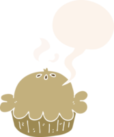 cartoon pie with speech bubble in retro style png