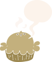 desenho animado torta com discurso bolha dentro retro estilo png